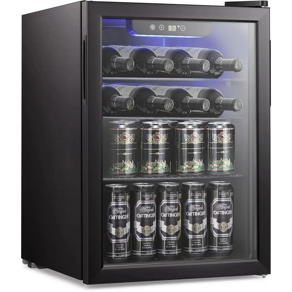 Cooler/Cabinet Beverage Refrigerator, Small Mini Wine Cellar Fridge, Beer Soda Clear Front Glass Do