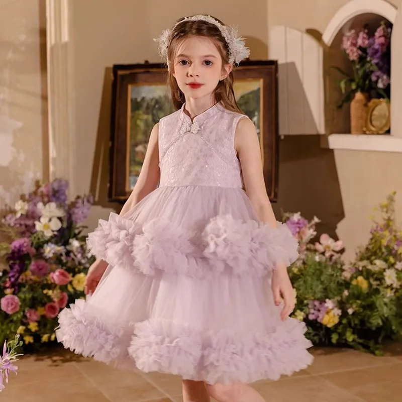 

High-End Children's Princess Evening Gown Wedding Birthday Party Flower Girl Dresses A4638 Vestidos Bridesmaid Dresses
