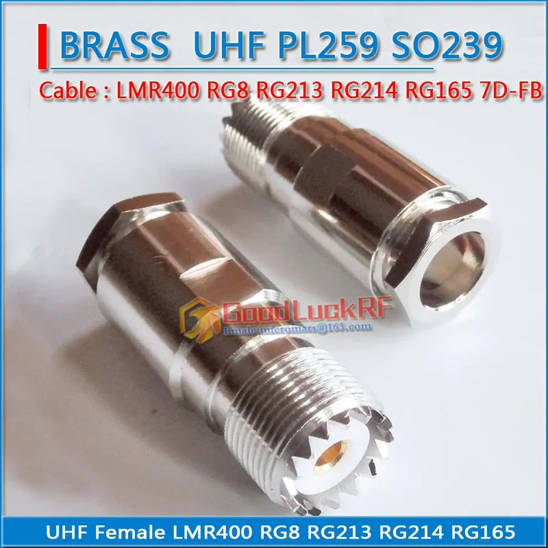 Pl259 So239 PL-259 Uhf Vrouwelijke Klem Soldeer Lmr400 Rg8 Rg213 Rg214 Rg165 7d-fb Kabel Messing Rf Connector Coaxiale Adapter