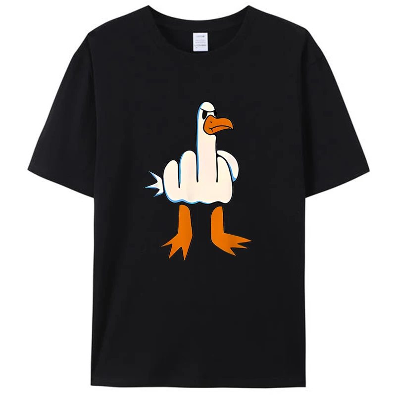 I Don't Give A Duck Middle Finger Men's T-Shirt Clothing Novelty Gift Women Tee Meme Graphic Shirts Streetwear Tops