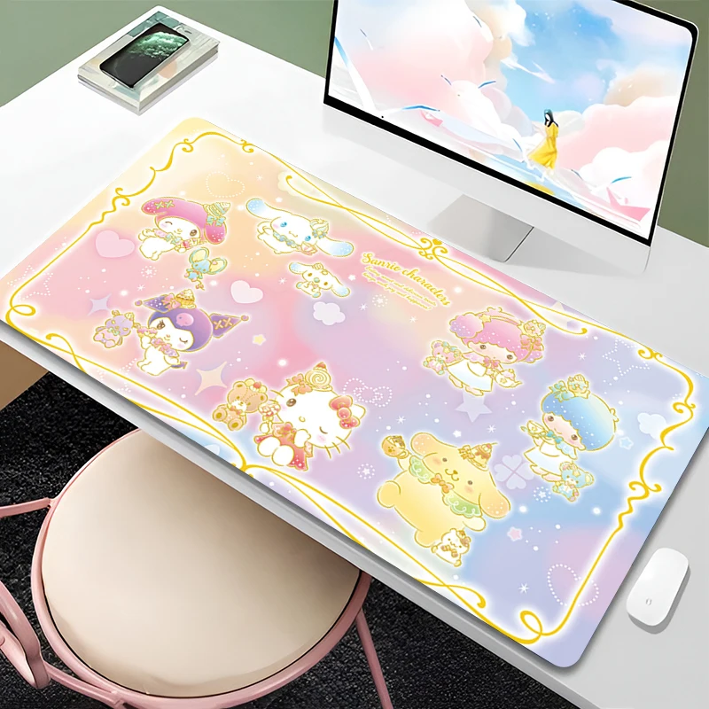 

Large Mouse Pad Hello Kitty Office Gaming Gamer Computer Mousepad Kuromi Accessories Tablet Varmilo Keyboard Pad kawaii Mausepad