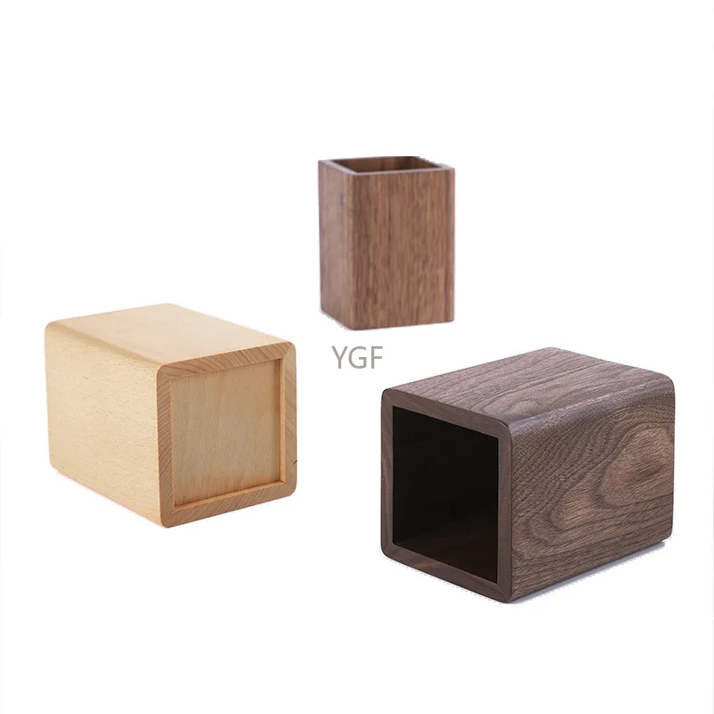 Black walnut pen holder desk organizer stationery desk accessories pencil organizer for desk Brush pot Retro desktop decoration