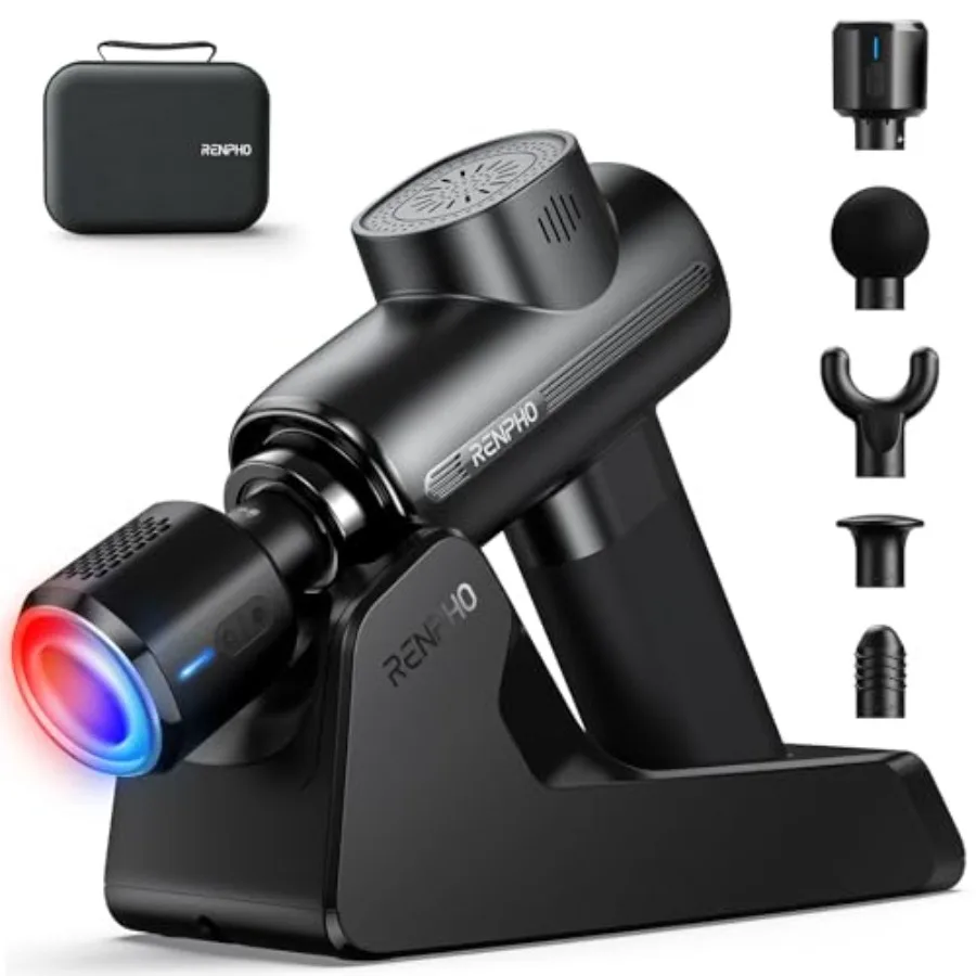 

Активный массажный пистолет Thermacool Deluxe для глубокого массажа тканей с зарядной станцией, массажер для спины с насадками для горячего и холодного массажа, перкуссионный массажер для тела