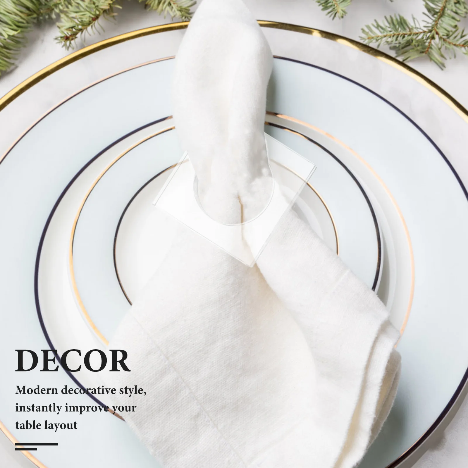 

5Pcs Acrylic Napkin Rings Clear Elegant Dining Table Decor for Weddings Parties Home Use Stylish Modern Napkin Holder Rings
