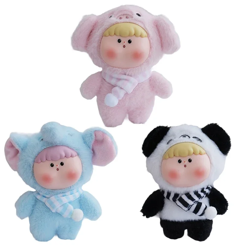 Cute Elephant Vinyl Doll Fluffy Pig Collection Model Toy Kawaii Panda Keychain Bag Pendant Ornaments Surprise Gift Cute Thing