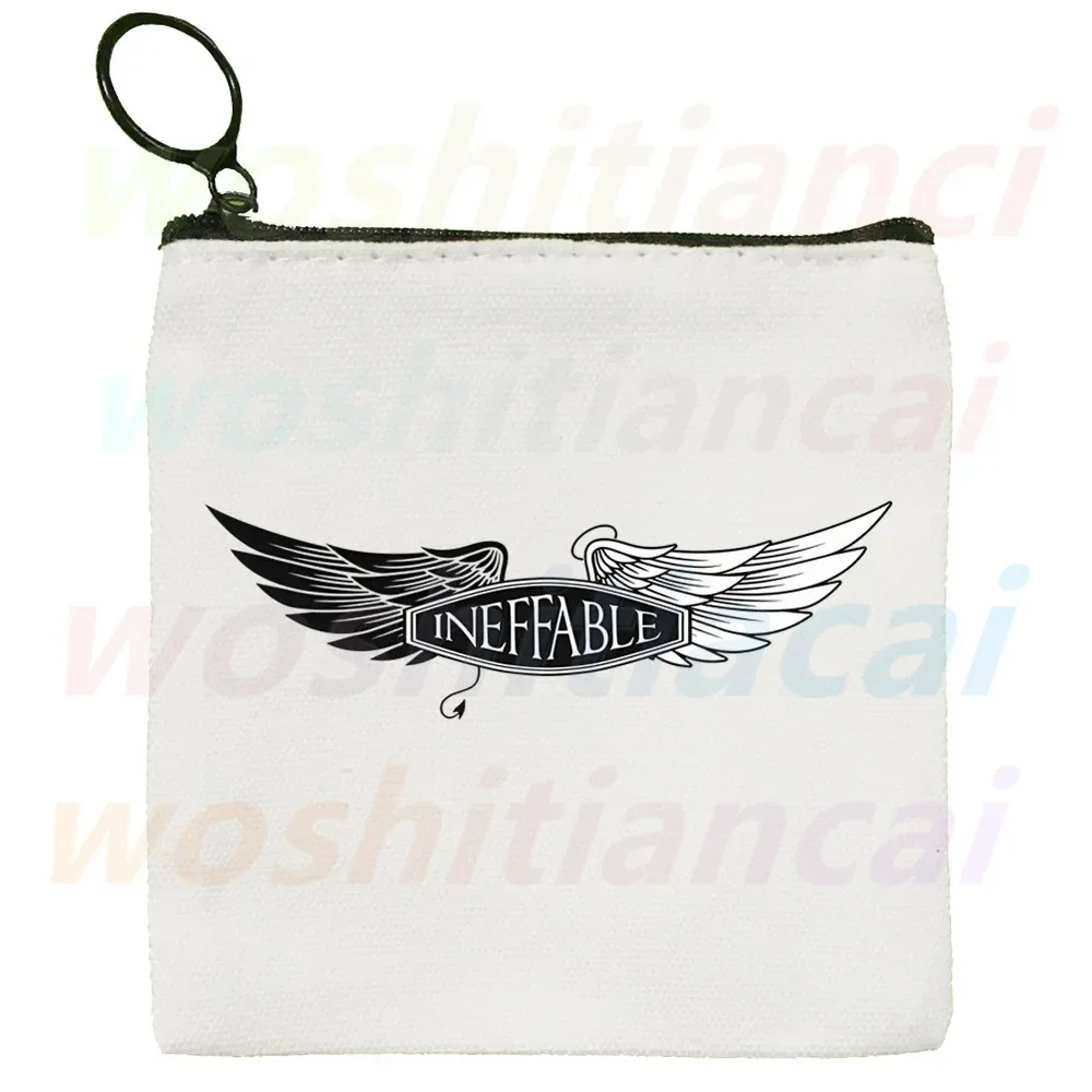 Good Omens Canvas Coin Purse Custom Logo Storage Pouch Canvas Bag  New Coin Bag Key Coin Purse