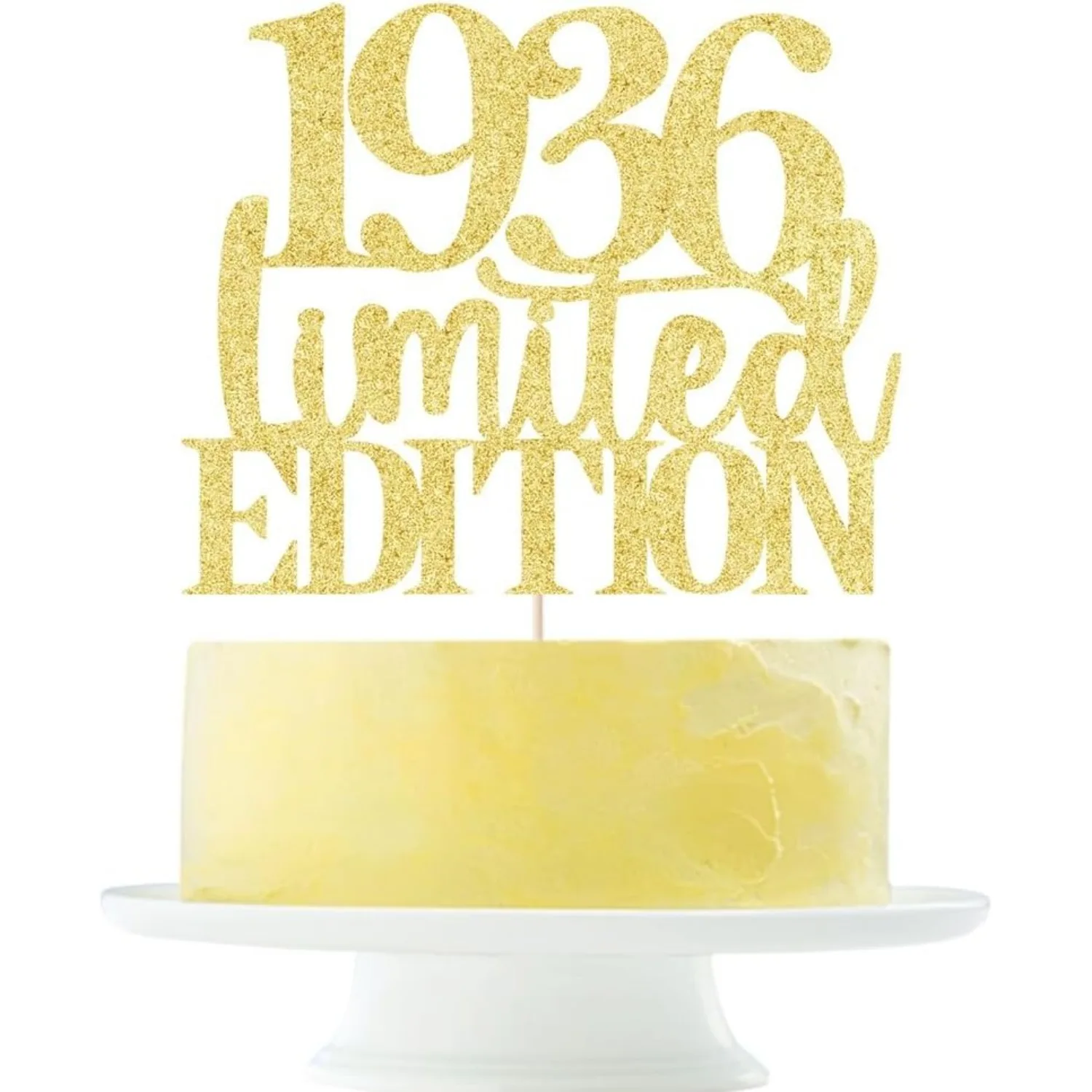 1 Stück Limited Edition 1963-Kuchenaufsatz, goldenes Glitzerdekor zum 90. Geburtstag, Prost auf 90 Jahre, handgefertigtes Geschenk für Männer und Frauen – Detail 1
