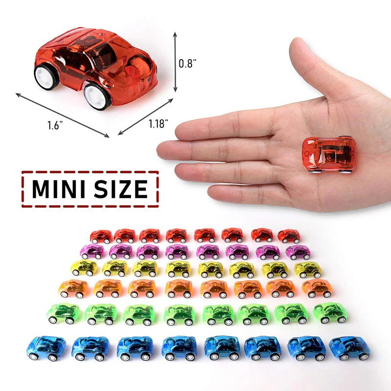 12Pcs Favor Car Toys Pull Back Race Car Mini Treasure Box Cars Carnival Prizes Goodie Bag Plastic Vehicle Fillers for Kids Party