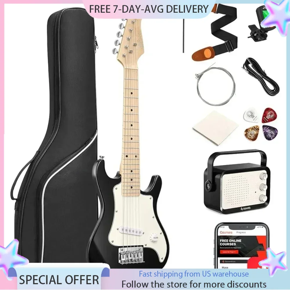 30 Inch Kids Electric Guitar Beginner Kits for Boys Girls with Amp, 600D Bag, Tuner, Picks, Cable, Strap, Extra Strings