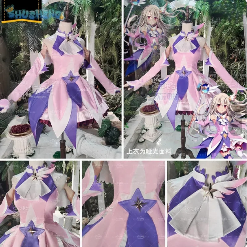 

Милое платье Лолиты, комплект париков для вечеринки на Хэллоуин, новая женская униформа FGO Illyasviel Von Einzbern Fate/kaleid Liner, карнавальный костюм