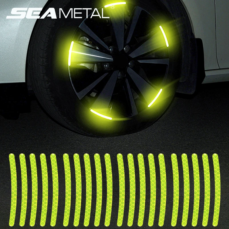 SEAMETAL 20/40PCS Car Motorcycle Wheel Reflective Strips Colorful Hub Stickers Car Styling Decal Sticker Safety Warning Tape