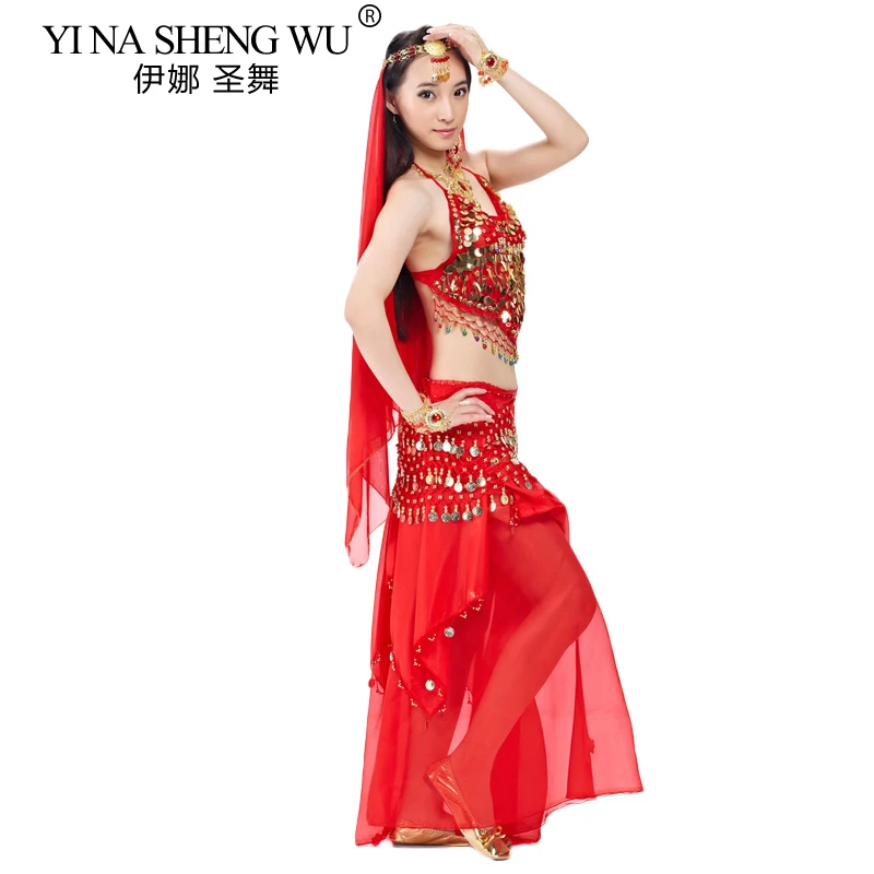 Set da 5 pezzi di abbigliamento da ballo di Bollywood Costumi di danza del ventre per le donne India Egitto Costumi di performance di danza Abito da ballo orientale