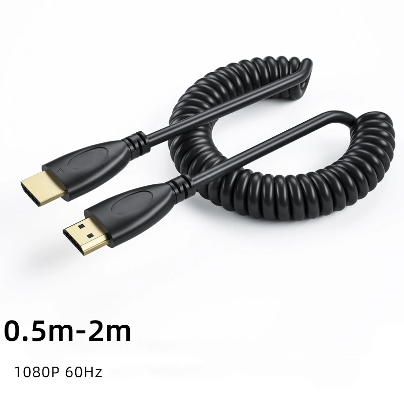 

4K HDTV Right/Left Angle Mini Micro HDMI-compatible1.4 Stretch Spring Curl Flexible Cable for PC Tablet Camera Camcorder Monitor