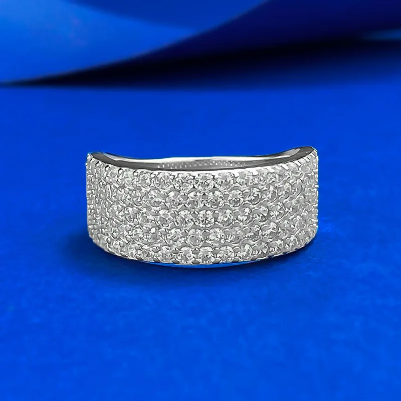 

CKT S925 Sterling Silver Luxury Set Full Diamond White Half Diamond Rings for Women's Wedding Ring Fine Jewelry