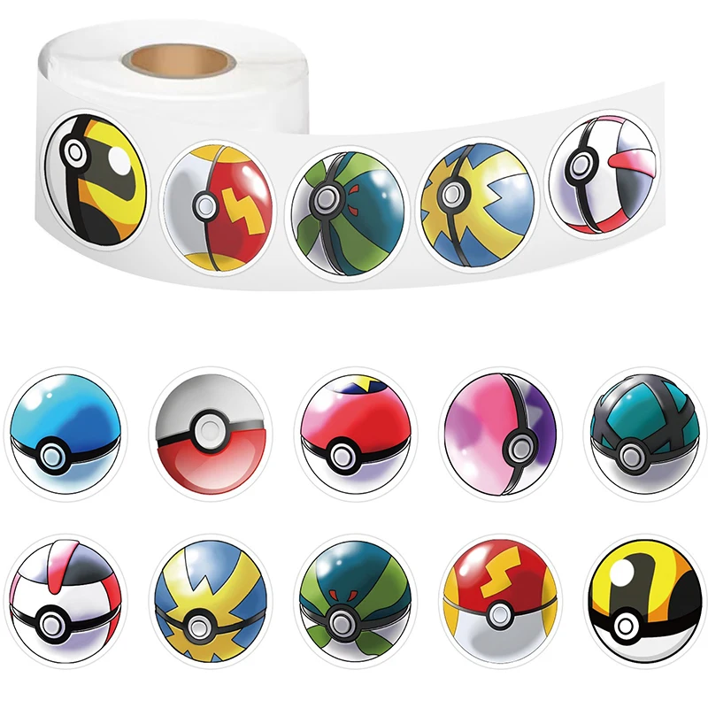 

500pcs Pokemon Pikachu Kawaika Roll Stickers Elf Ball DIY Tape Hand Account Decorative Stickers Children's Favorite Gift