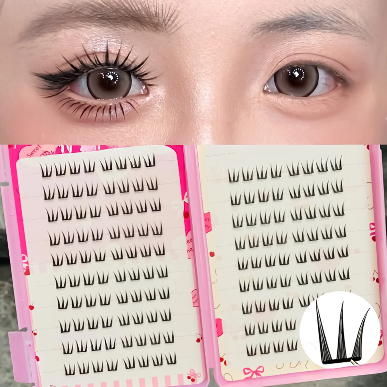 20Rows Self Adhesive Cluster Lashes No Glue Needed Segmented Eyelashes DIY Individual Eyelash Extension Women Girls Beauty Tools