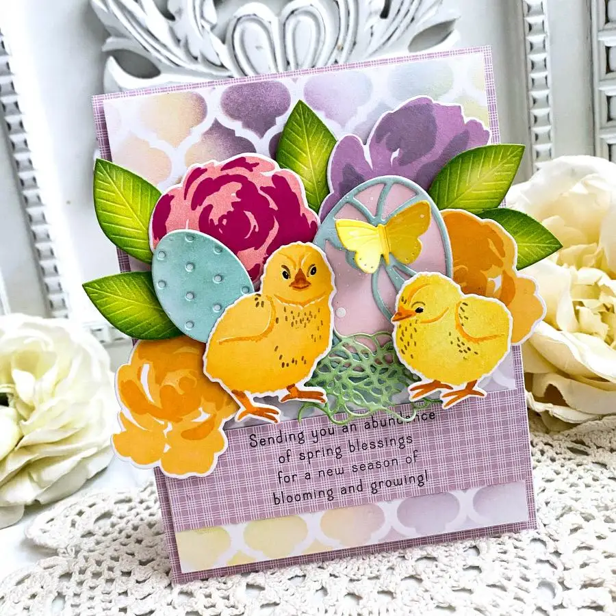 2022 Blessings Feathered Friends Easter Eggstravaganza Florals Sentiments Cutting Dies Stamps Diy Paper Cards Embossing Molds