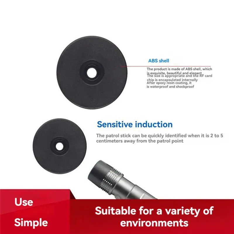 NFC نقطة تفتيش لنظام جولة الحراسة 50 قطعة مقاوم للماء 30 مللي متر نقطة الدورية 125 كيلو هرتز RFID IC رمز العلامة مع دعم لاصق