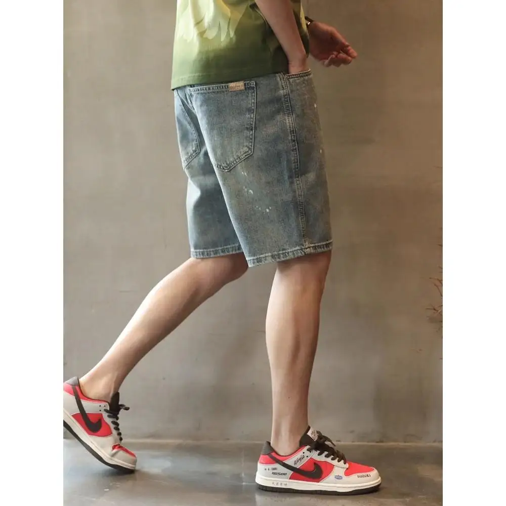 Summer Thin Loose Straight Jeans orts Men's Faion High Street Five-Quarter Pants Casual Youth Leisure Wide Leg Jeans