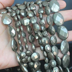 Natural Pyrite Faceted oval Loose Beads 15inch per strand,For DIY Jewelry Making !We provide mixed wholesale for all items!