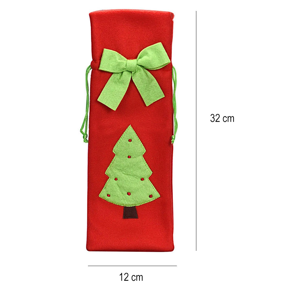 3 Pcs Bottle Decorations Wine Gift Cover Holder for Christmas Drawstring Wrap Bag