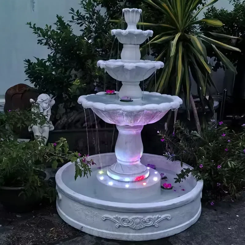 European style three-story wedding fountain courtyard decoration balcony simple flowing water feature wedding check-in wishing p