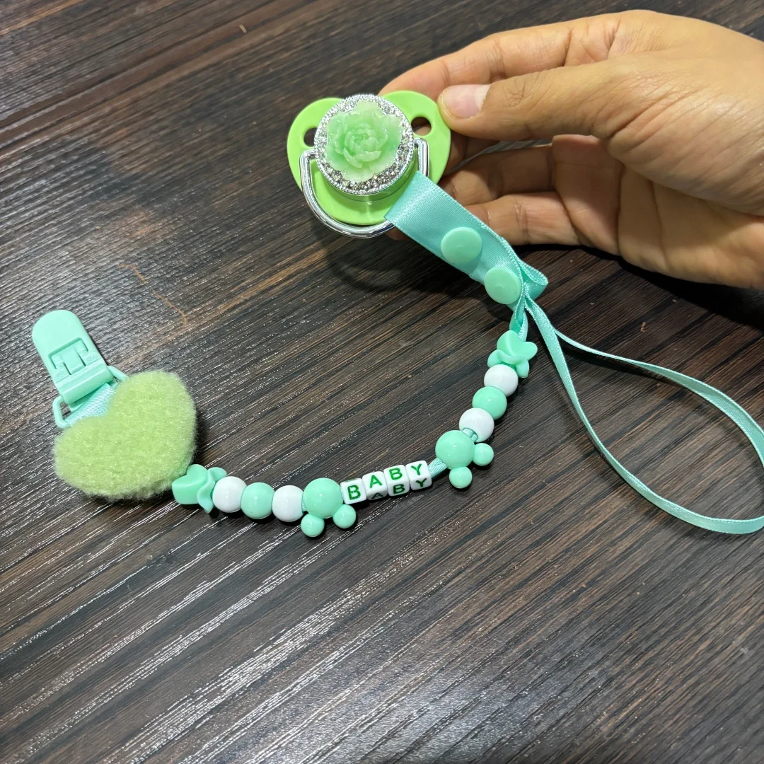 Newborn Baby Pacifier with Dust Cover Personalized Clip Newborn Feeding Gift chupetes BPA Free Soft Silicone Custom Name Set