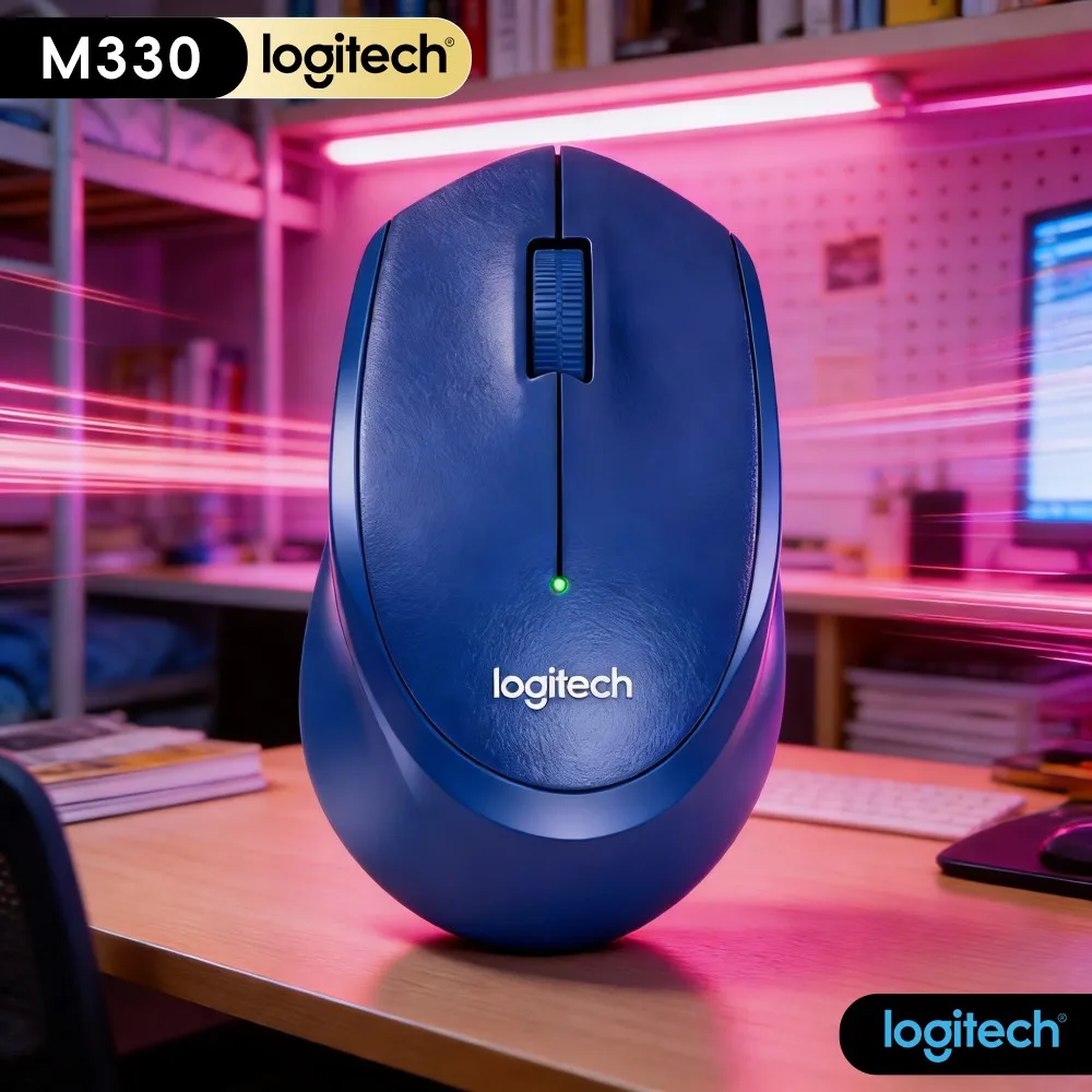 Logitech M330 Silent Wireless Mouse Right Hand Focus Contour Shape Match Natural Curve During Long Daily Usage Period Time