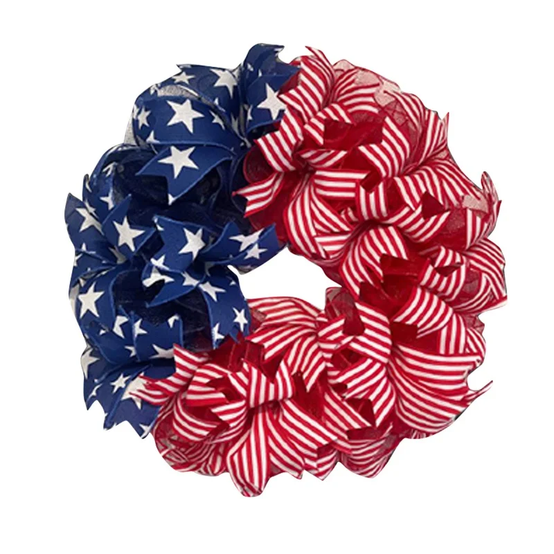 

30cm American Independence Day Wreath Door Hanging Home Fabric Decoration