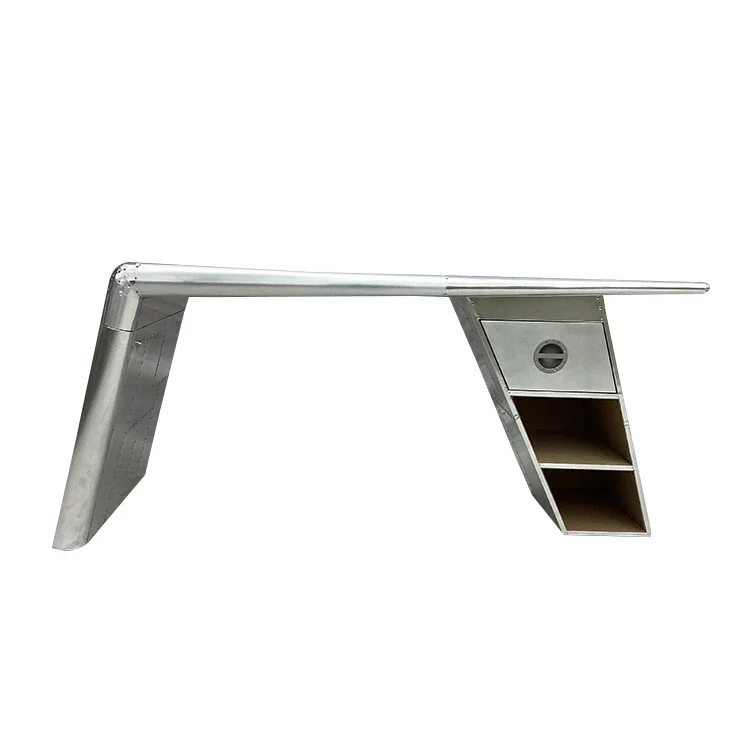 

Vintage Attractive Aluminum Cove Wing Desk Metal Aircraft Desk For Office Aviation Furniture