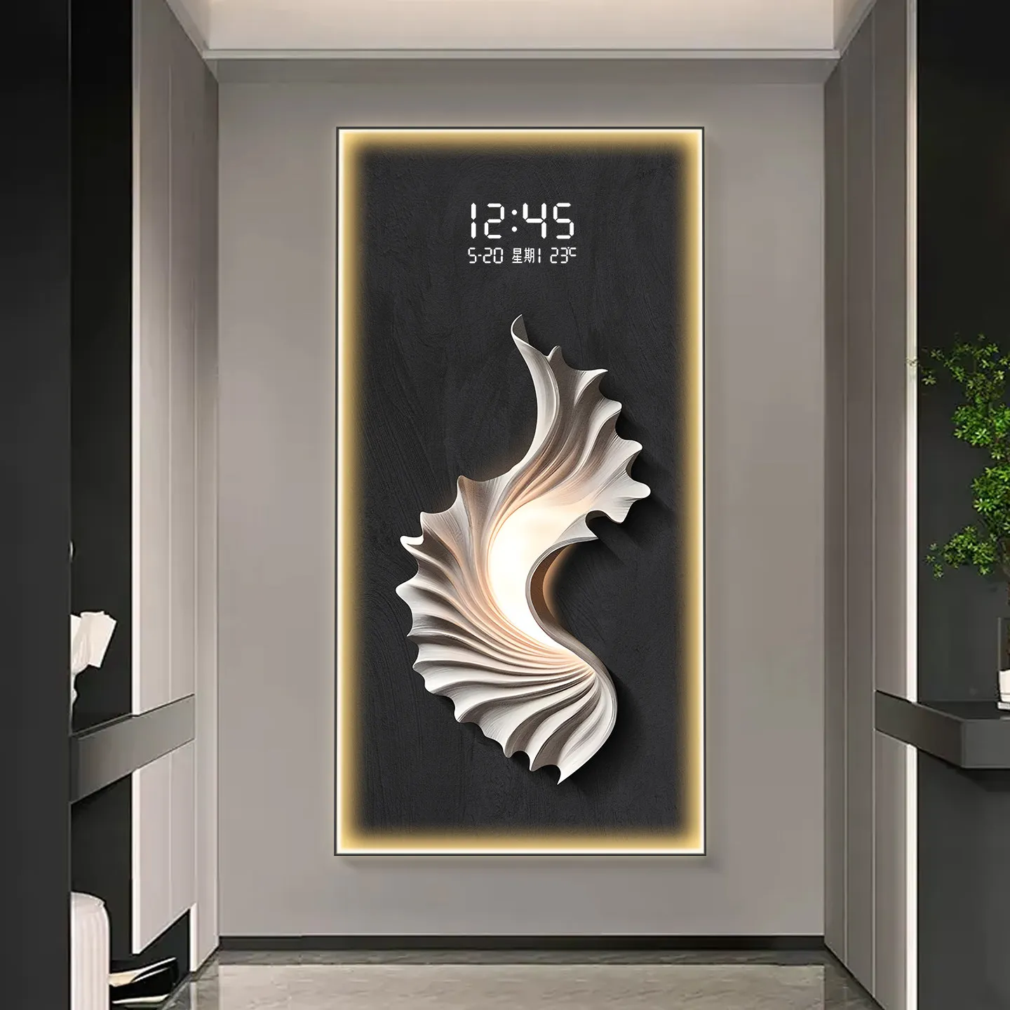 

Modern Entrance Door Decoration Painting Simple Abstract Corridor Hanging Painting Wall Lamp Painting Led Lights With Clock