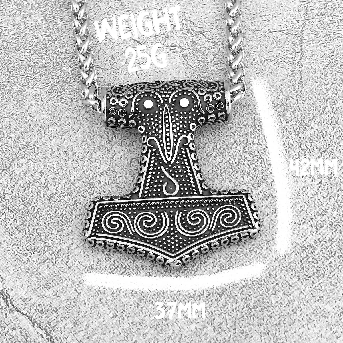 316L Stainless Steel Viking Thor Hammer Pendant Necklace Men Norse Viking Celtic Odin Raven Necklace Amulet Jewelry Wholesale