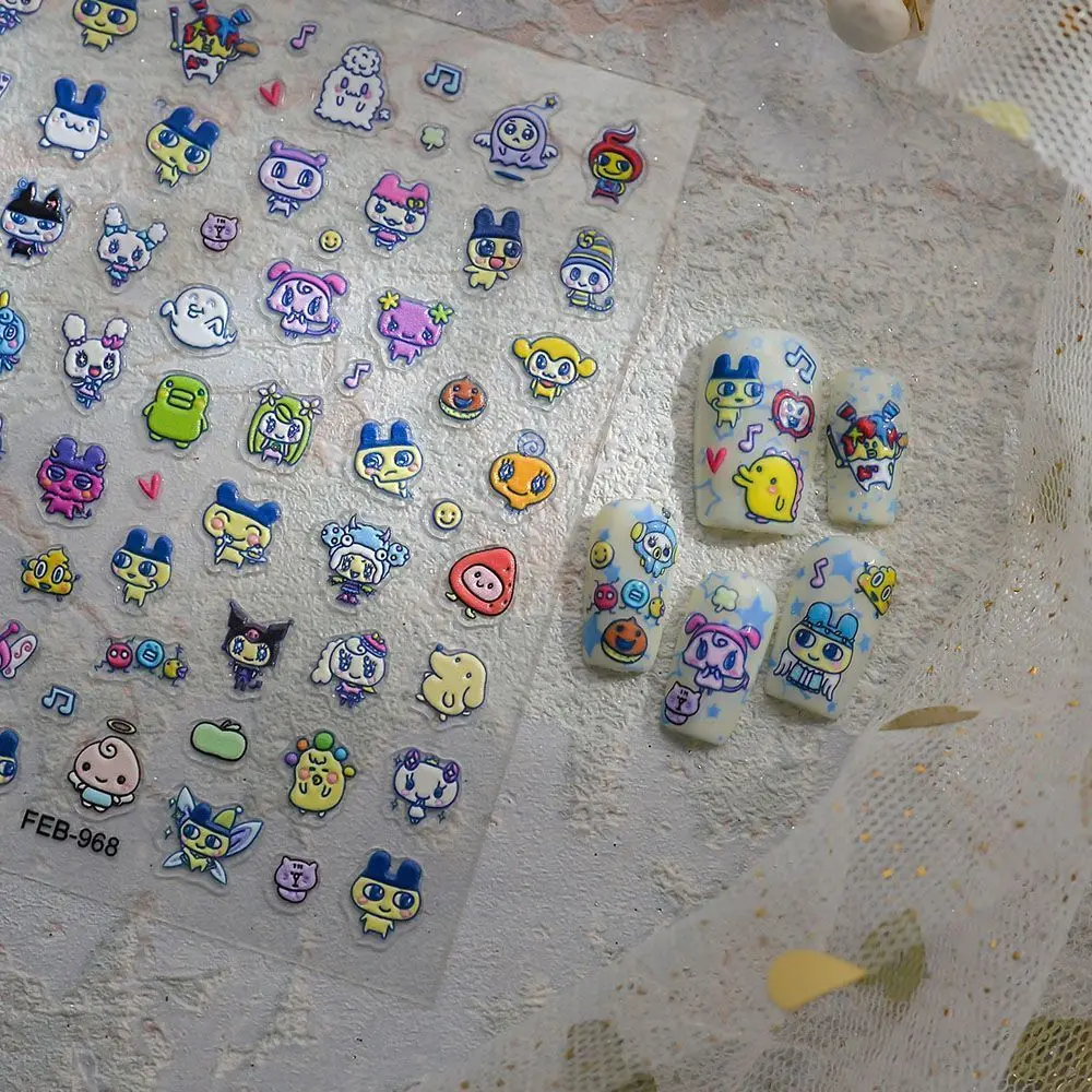 Tamagotchi Cartoon 3D Embossed Relief Nail Art Stickers Character Nail Decals Home Nail Art and Nail Salon Decoration Supplies view 4