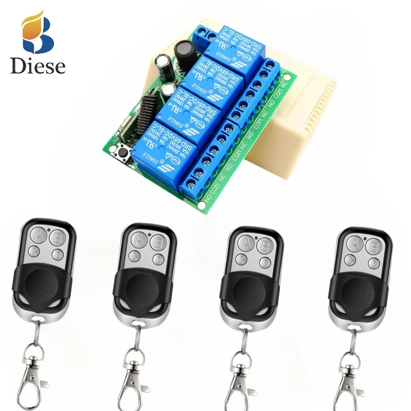 

Diese Universal Wireless Remote Control Relay DC 6~30V 4CH RF433Mhz Relay Receiver and Radio Control for Garage gate door tv