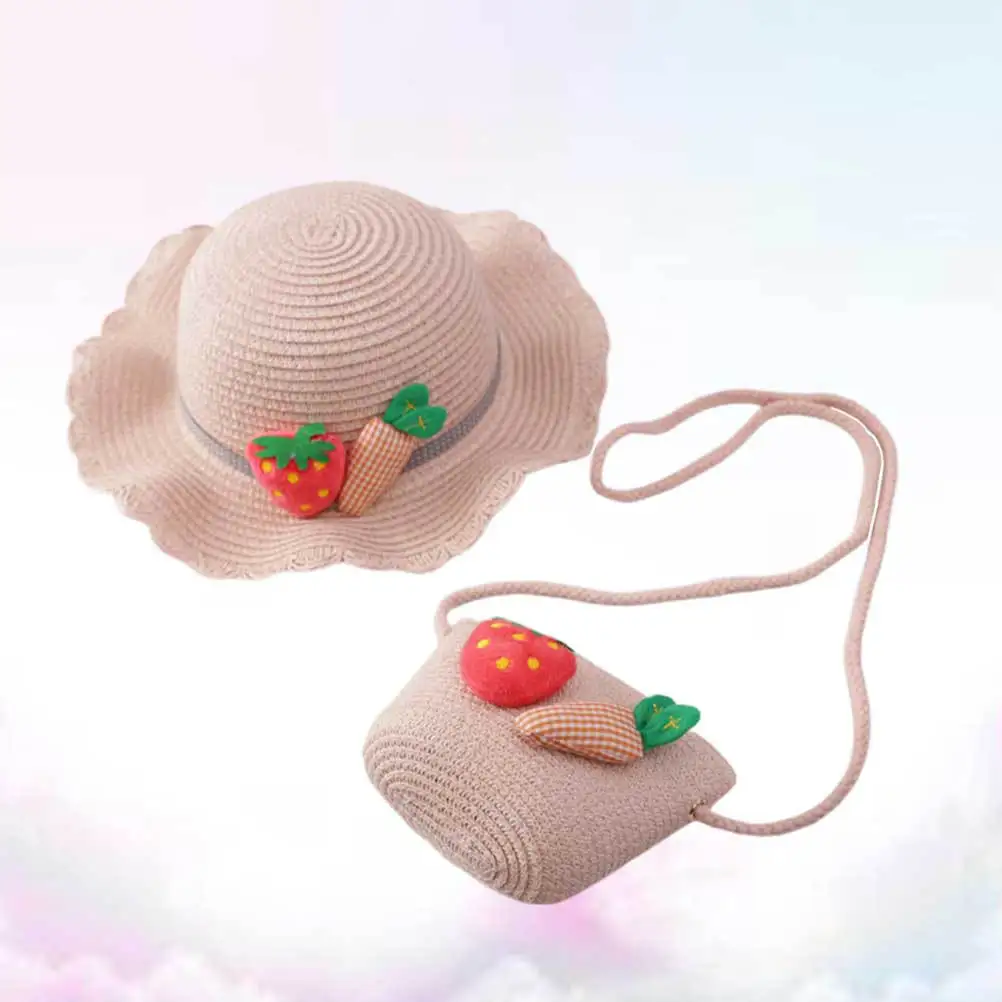 الأميرة لعب الأدوار قبعة الوردي 54 سنتيمتر حقيبة رائعتين الشمس حماية القش قبعة الصيف واسعة حافة الأشعة فوق البنفسجية درع المشي لمسافات طويلة التخييم الشاطئ التبعي