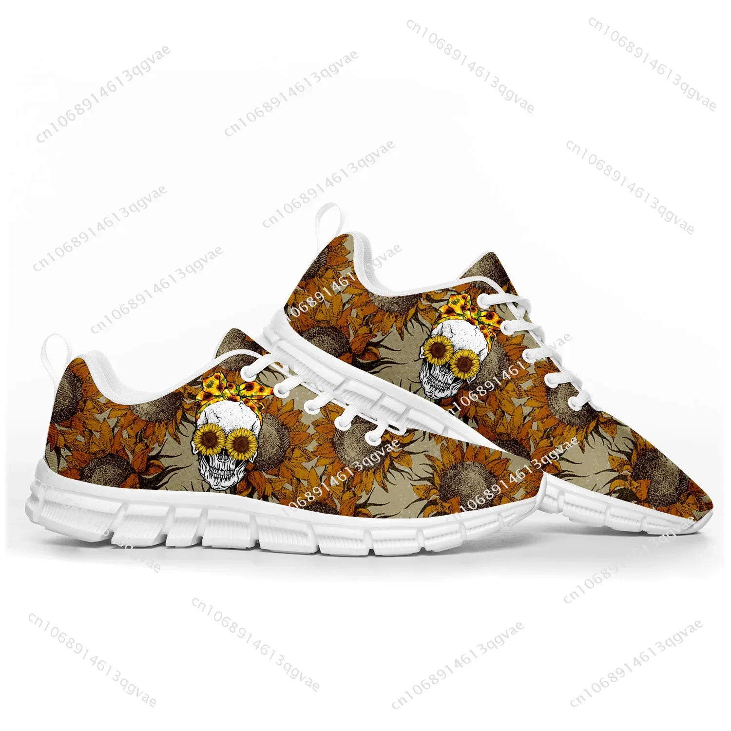 Sunflower Skull Sports Shoes Mens Womens Teenager Kids Children Customized Sneakers Tailor Made Shoe High Quality Couple White