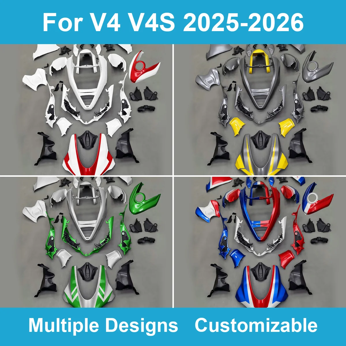 For V4 V4S 2025 2026 Full Fairing Kit ABS Plastic Custom Painted Fairings Replacement Bodywork Cowl Red White