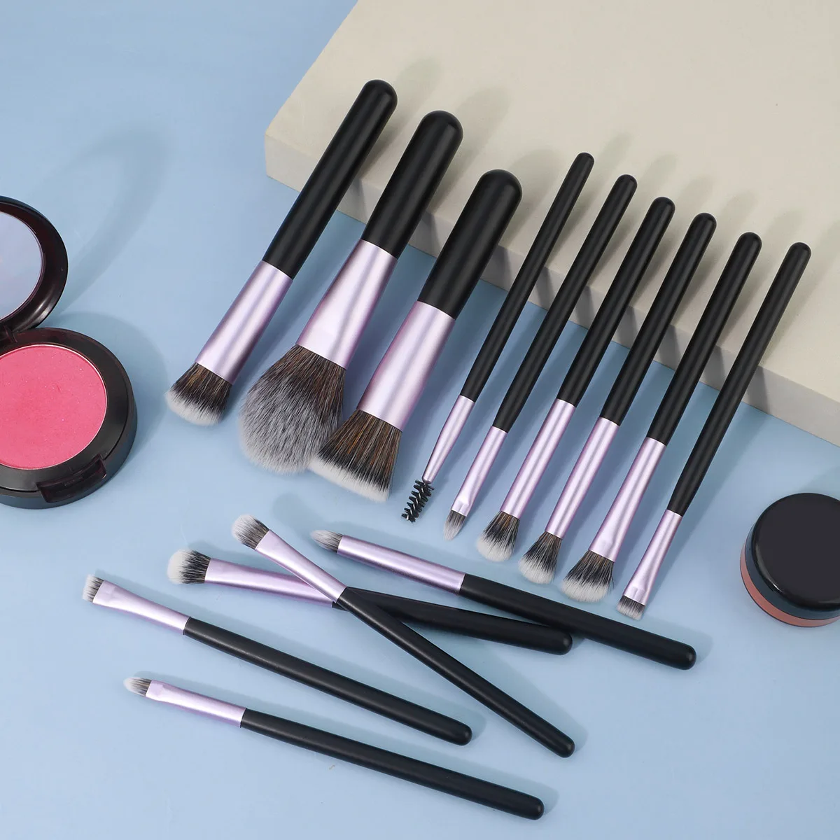 14pcs Travel-Friendly Makeup Brush Set with Soft Bristles - Foundation, Eyeshadow & Multi-Purpose Brushes for Professional