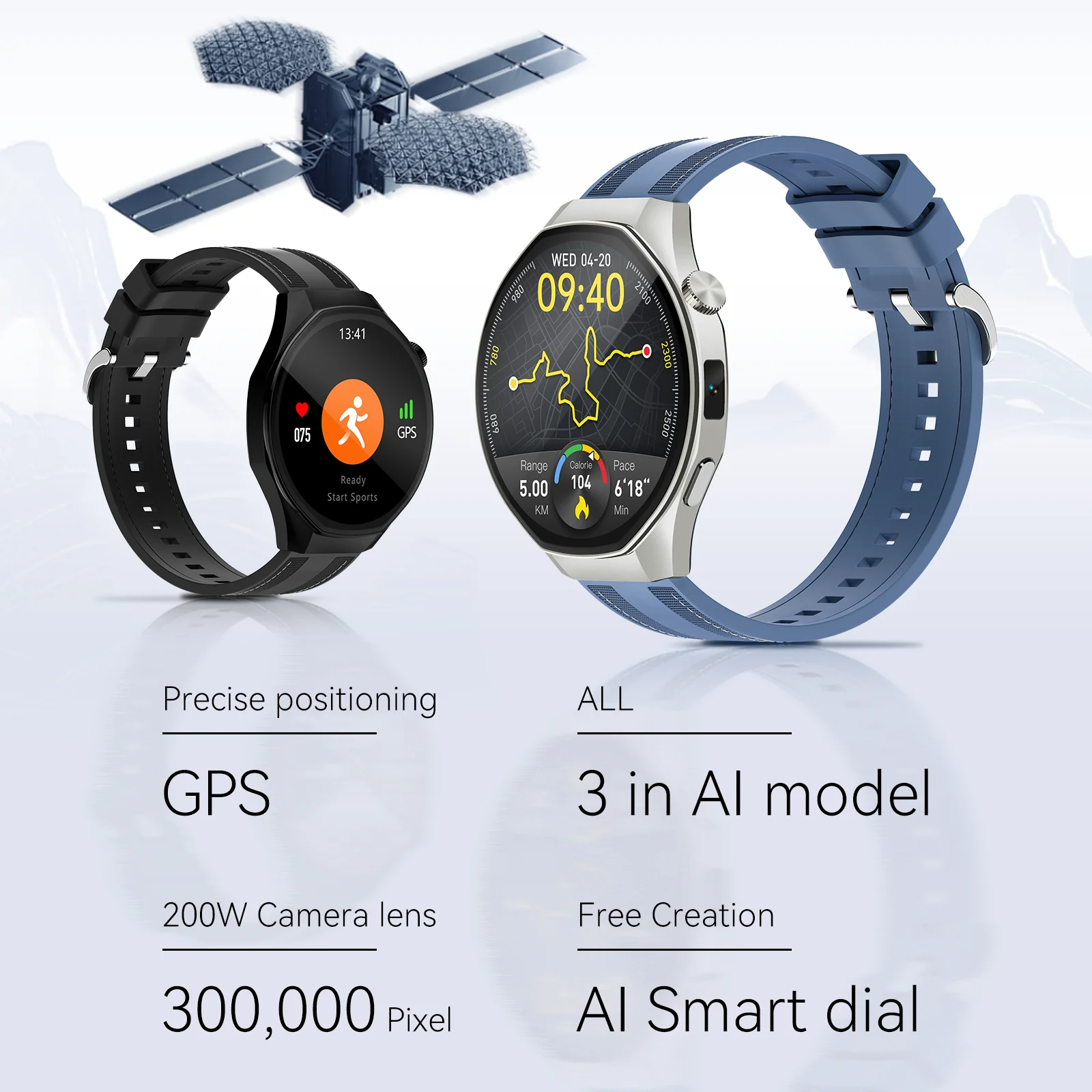 100% Microwear M9 PRO GPS مع كاميرا AMOLED Smartwatch AI NFC ساعة ذكية 3ATM مقاوم للماء للرجال والنساء البوصلة الإجابة واتساب