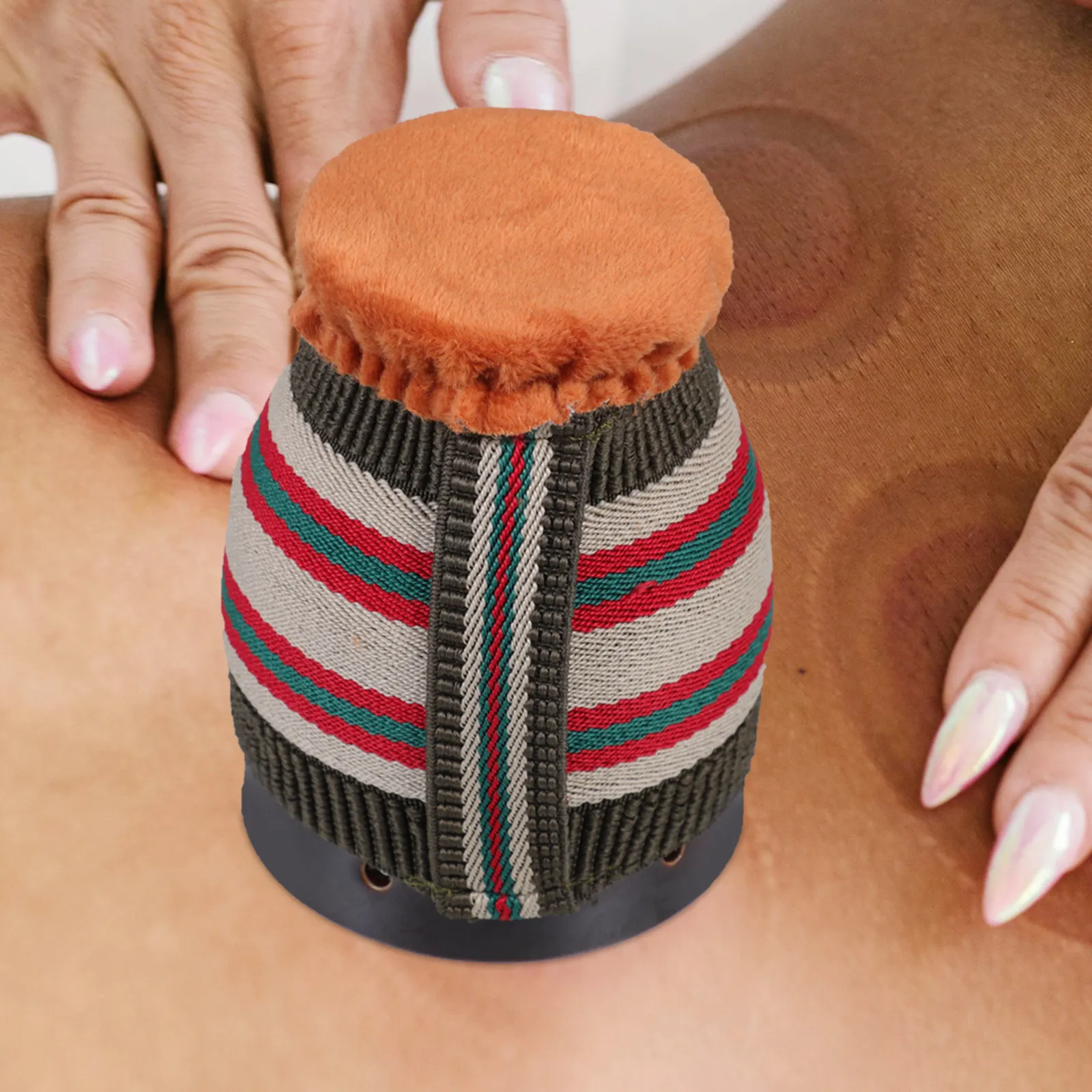 1Set Moxibustion Jar Double Layer Ceramic Moxibustion Pot Handheld Ergonomic Massage Tool Smokeless Therapy Device for Home Spa