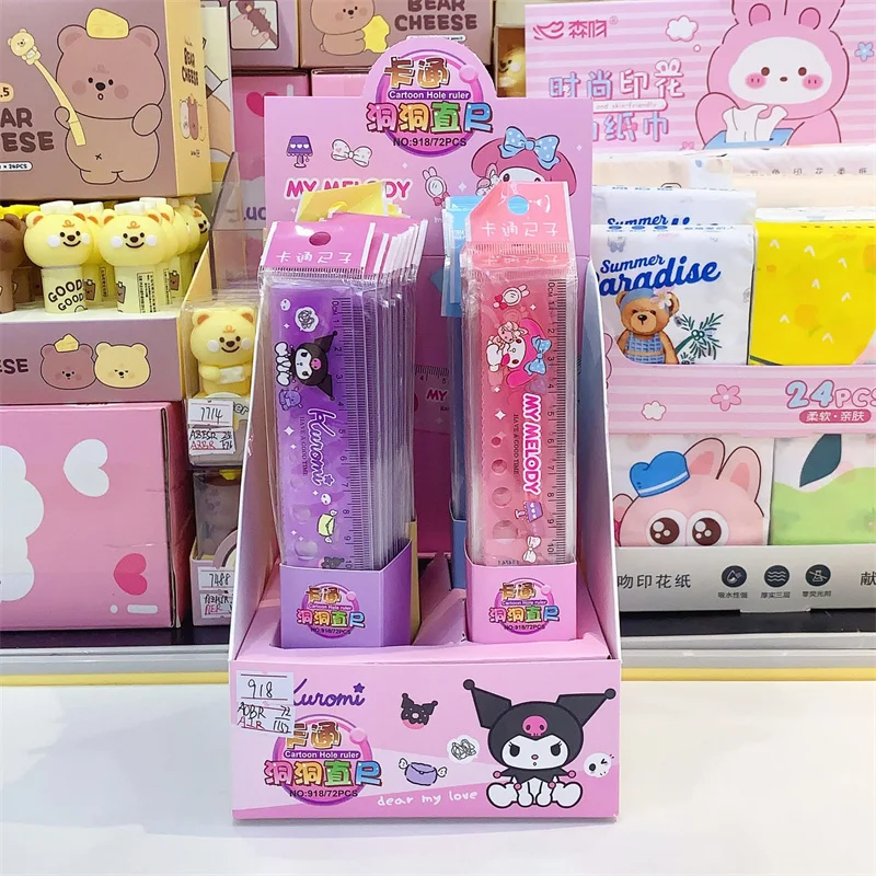 72 pcs/lot Sanrio Melody Kuromi Ruler 18 cm Measuring Straight Rulers Drawing Tool Promotional Stationery Gift School Supplies