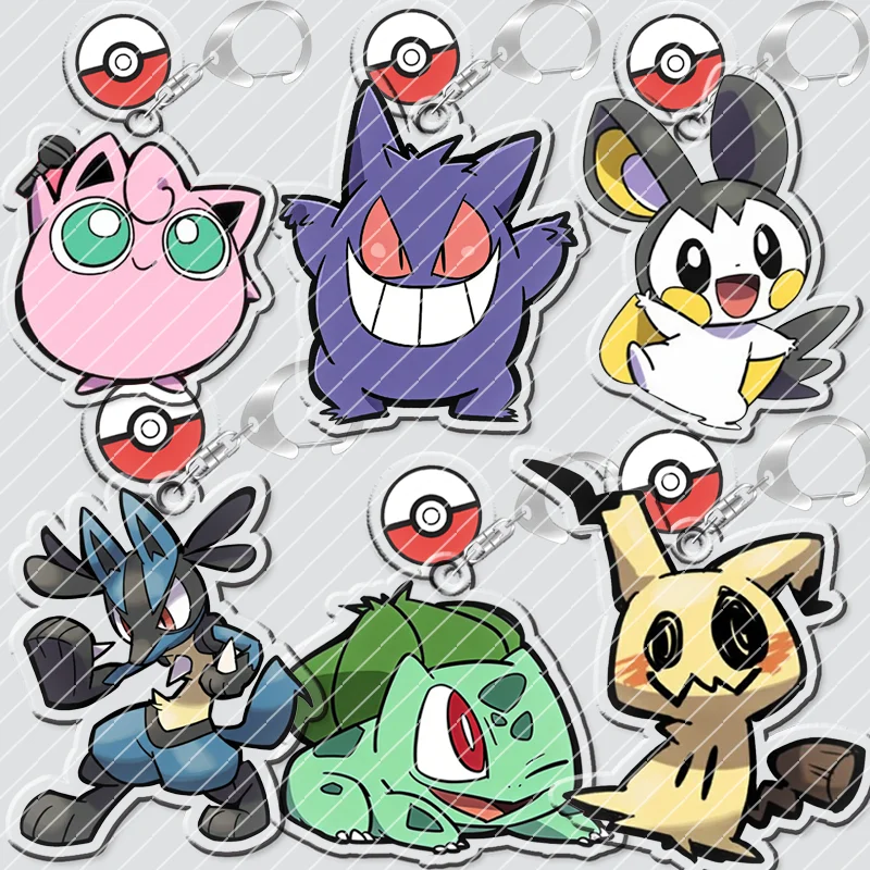 Llavero para Pokemon Jigglypuff Gengar Dedenne Lucario Bulbasaur Mimikyu Litten Munchlax Meowth Shinx Litwick Anime regalos de juego