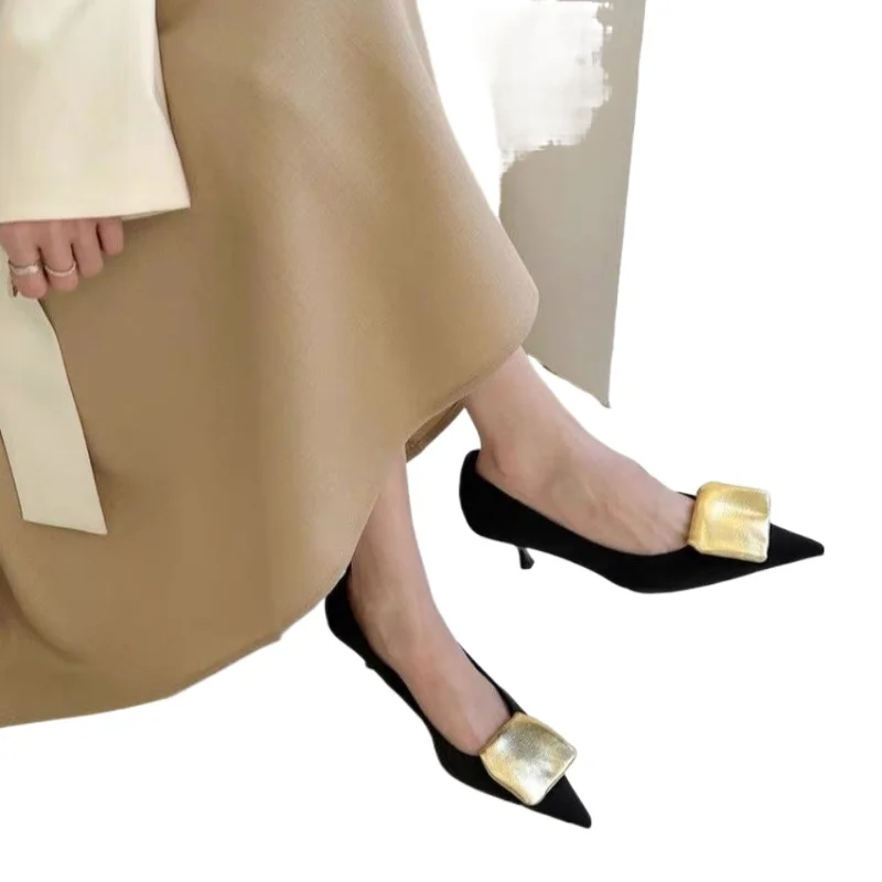 New Style Popular Women's Flats Shoes Fashion Black Pointed Bow Business Shoes Comfortable Commuting Women's Shoes Zapatos Mujer