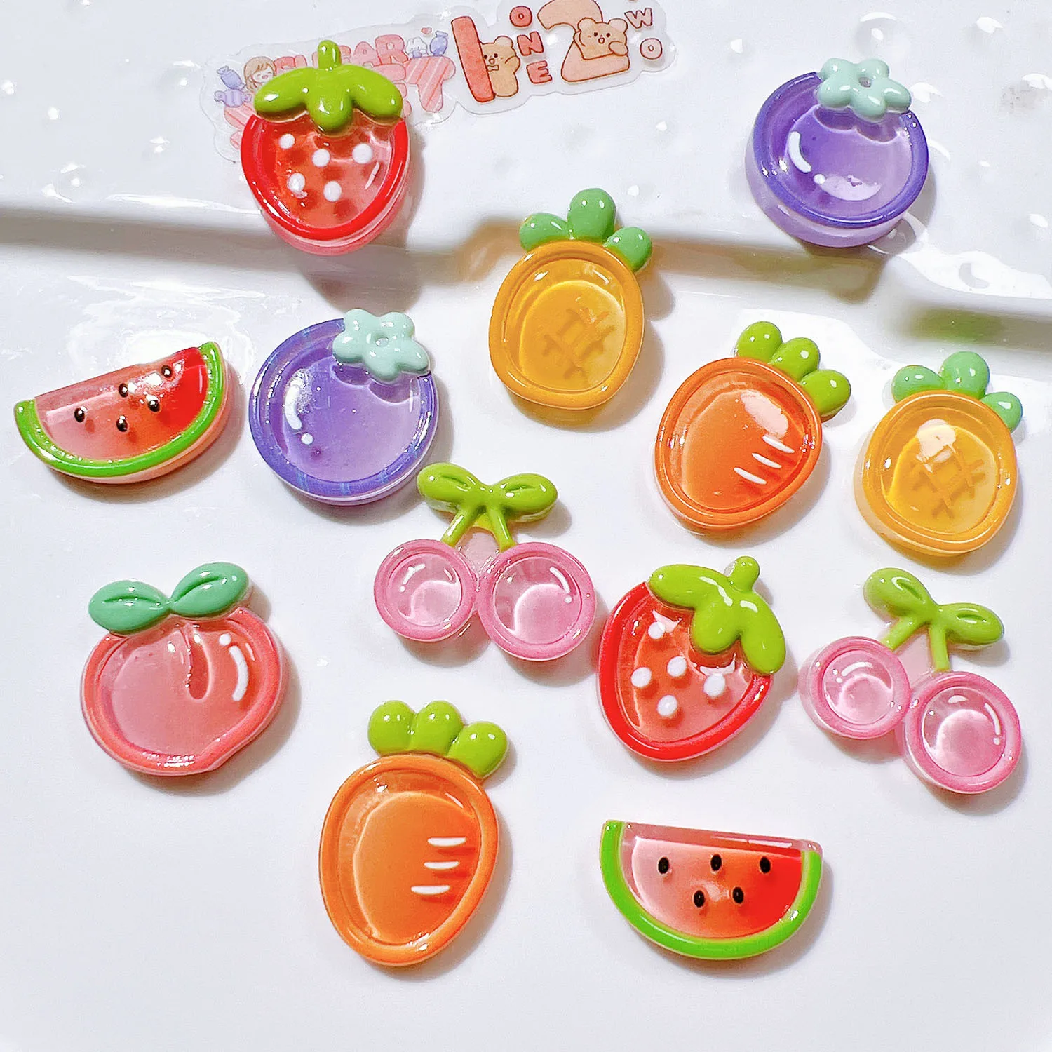 50pcs Kawaii Simulated Fruit Flatback Resin Cabochon Scrapbook Embellishment DIY Hairpin Jewelry Craft Accessory