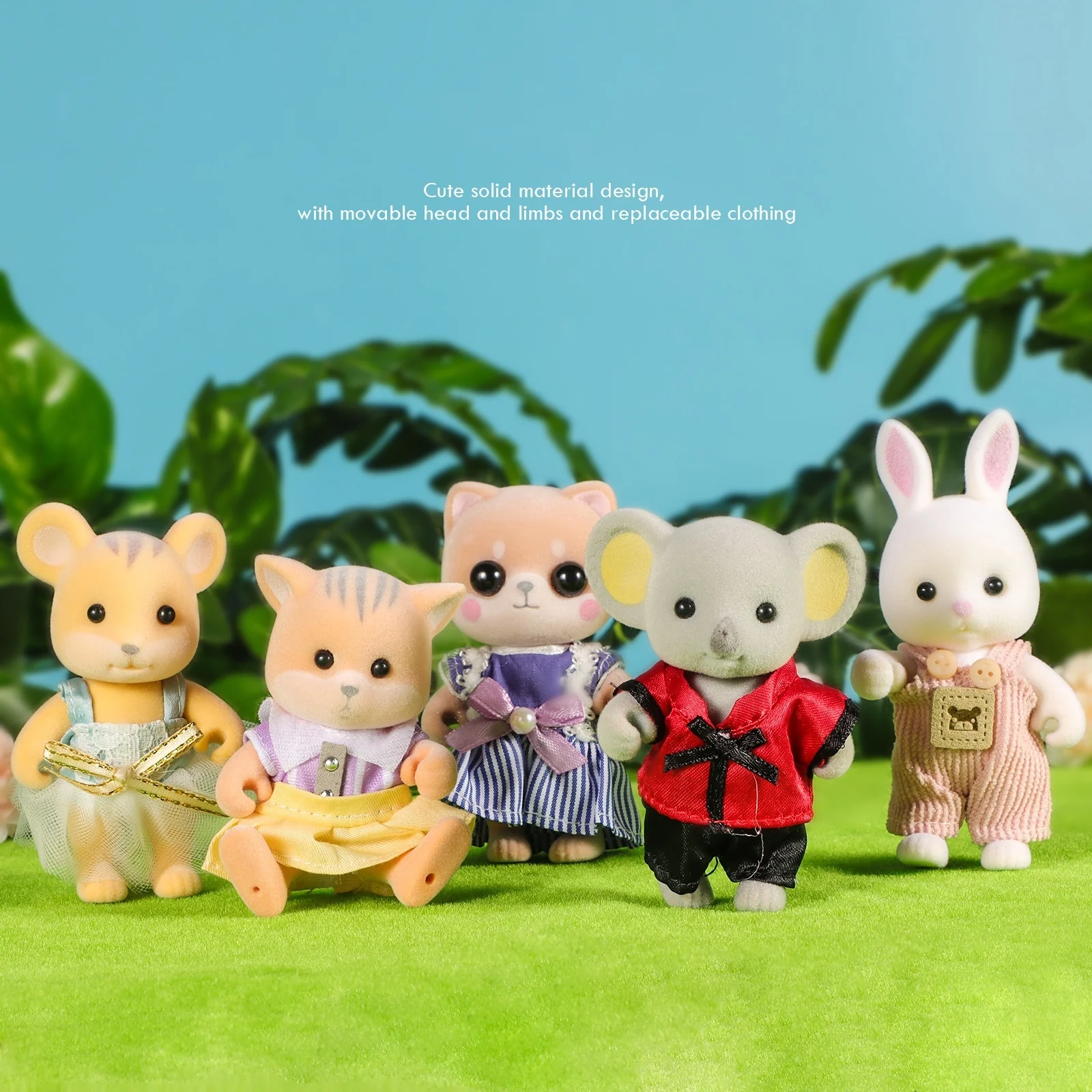 1-3PCS Different Forest Animal Family Cartoon Cute Figure Puppy Rabbit Series Town Model Dollhouse Accessories PlayHouse Kid Toy