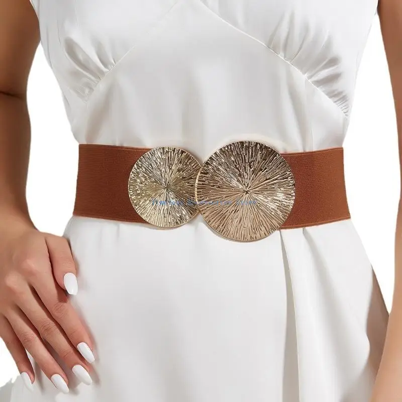 

97QE Elegant Stretch Belt for Women Lady Girls Adjustable Waist Belt 6cm Width Waist Band for Dresses Jeans and Trousers