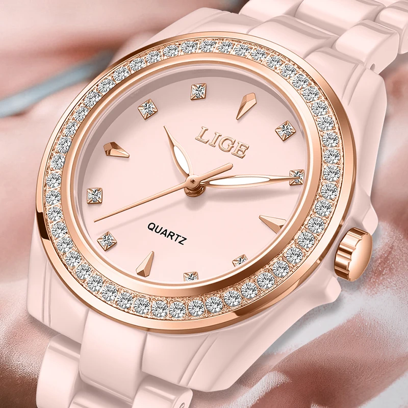 LIGE 2026 NEW Women's Watch Luminous Ceramic Ladies Clock Elegant Fashion Waterproof Vintage Women's Quartz Wrist Watch Reloj