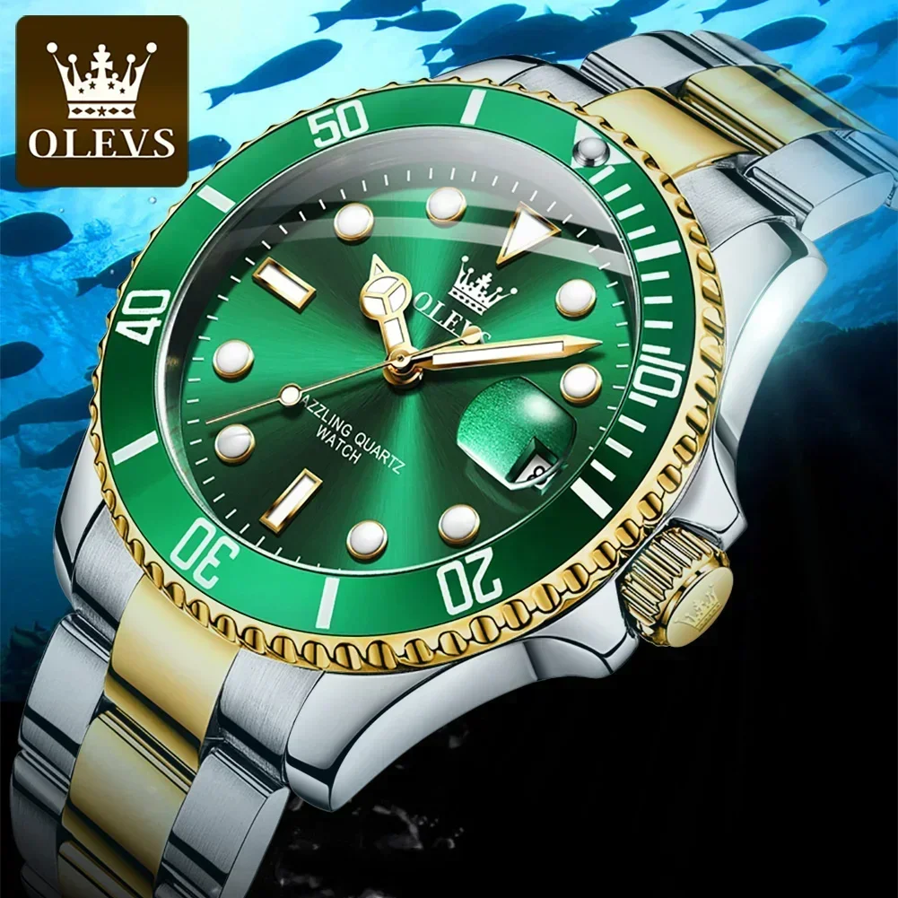 OLEVS 5885 Business Waterproof Watches for Men Quartz High Quality Stainless Steel Strap Men Wristwatch Luminous Calendar