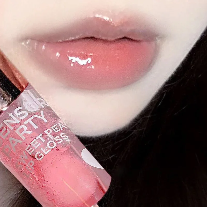 Fruit Crystal Jelly Lip Oil Peach Hydrating Plumping Lip Coat for Lipstick Clear Transparent Glass Lip Gloss Lips Care Makeup