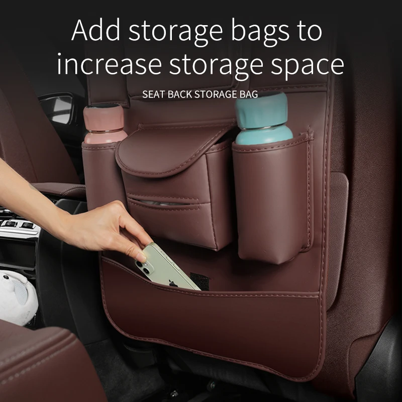 Car Back Seat Organizer Storage Bag  Leather Anti-Kick Pad Full Seat Back Protective Mat Child Anti Dirty Interior Storage Seat